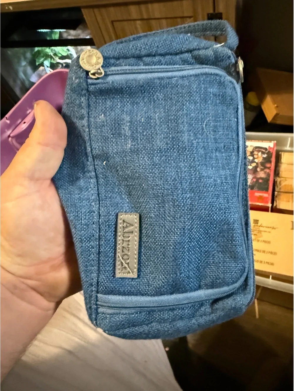 Anzzo Blue Canvas Organizer Bag with Multiple Compartments